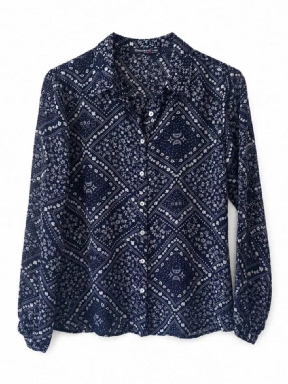 SOFT Navy Blue Bandana Print Top